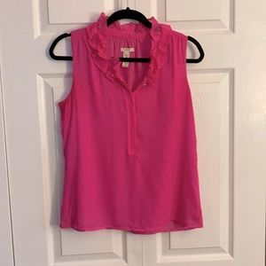 J Crew Silk Ruffleneck Top